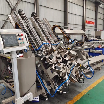 Αυτόματη μηχανή CNC 4 κεφαλής γωνία Crimping για την κατασκευή από αλουμίνιο παράθυρο πόρτα με σύστημα δέλτα